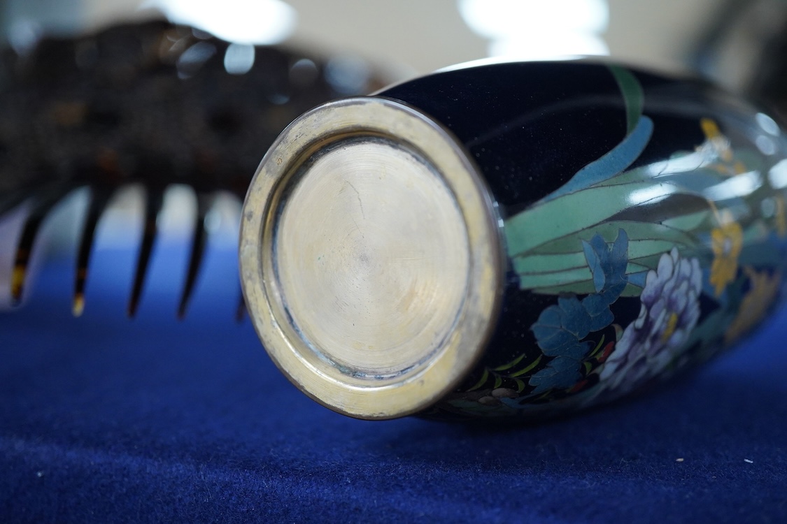 A pair of Japanese cloisonné enamel floral vases, early 20th century, 18cm high